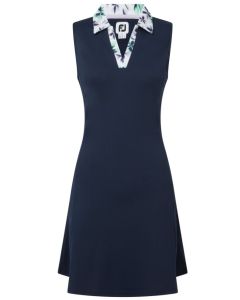 Dress With Floral Trim, Navy